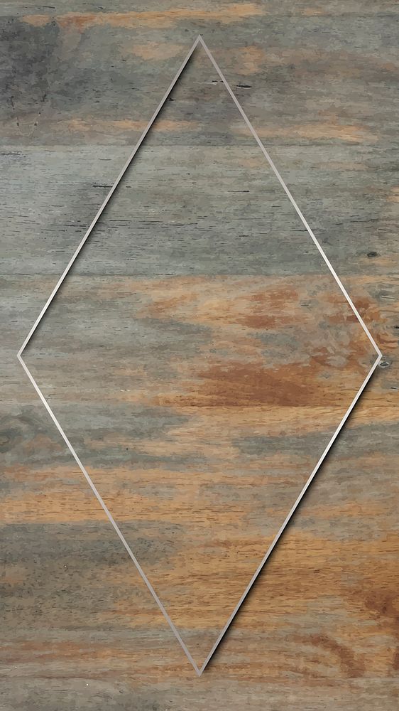 Rhombus silver frame on grunge wooden background vector