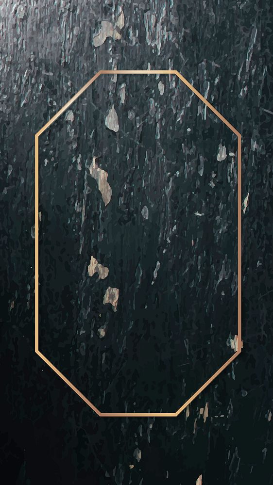 Octagon gold frame on rustic mobile phone wallpaper vector