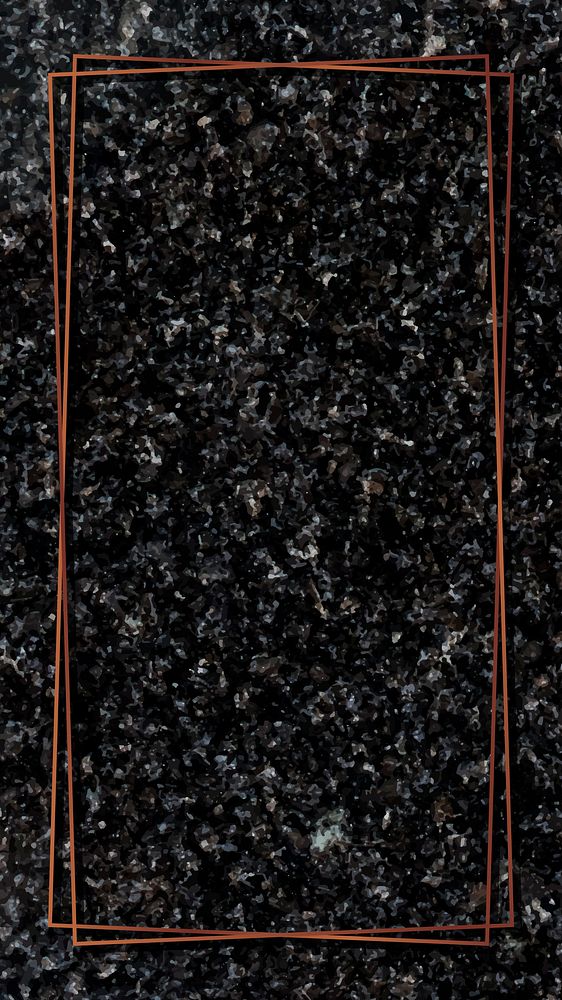 Rectangle copper frame on black marble mobile phone wallpaper vector