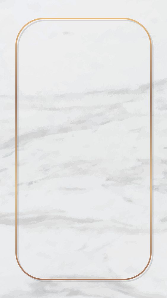 Rectangle gold frame on white marble mobile phone wallpaper vector