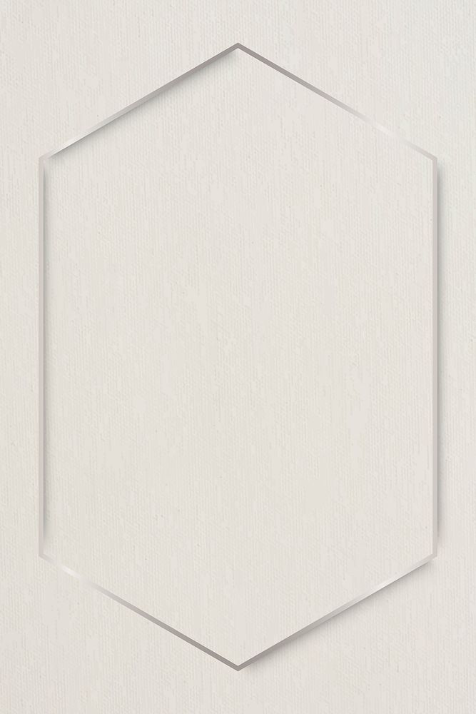 Hexagon silver frame on beige background vector