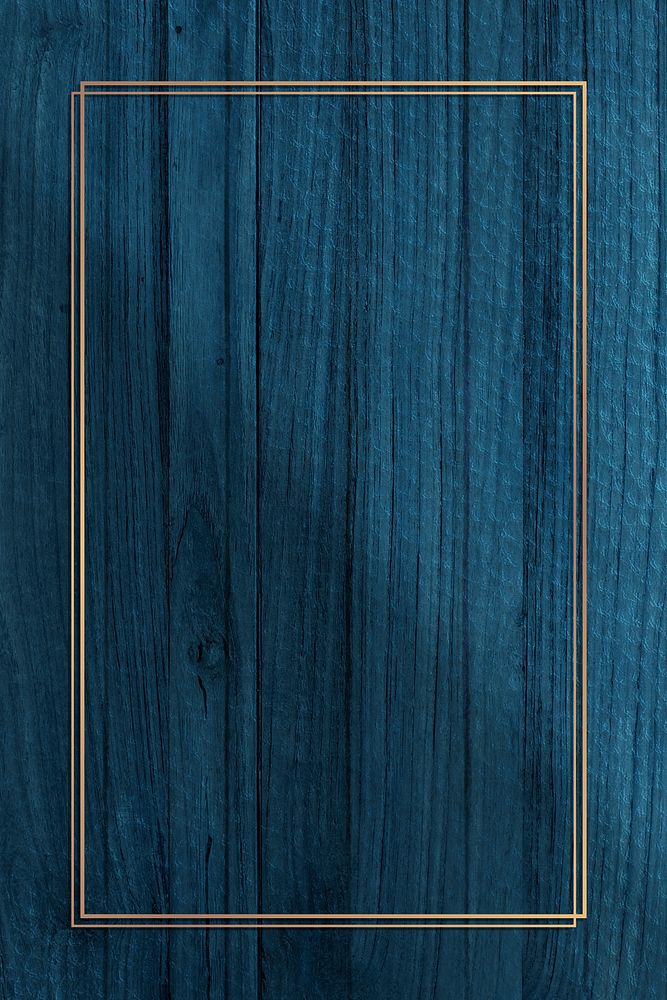 Rectangle frame on blue wooden texture background