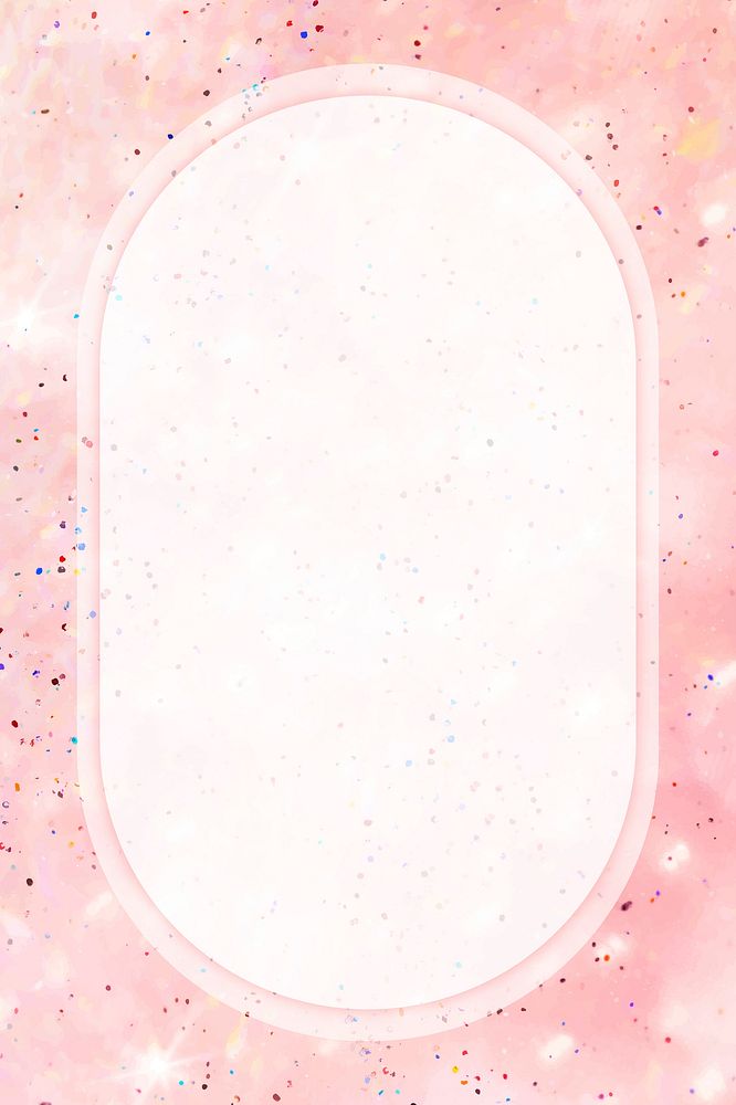 Oval frame on pink glittery background vector