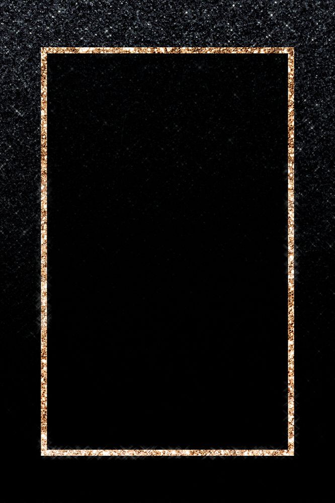 Rectangle gold frame on glittery black  background mockup