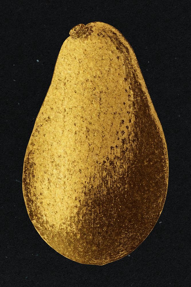 Gold avocado fruit sticker design element
