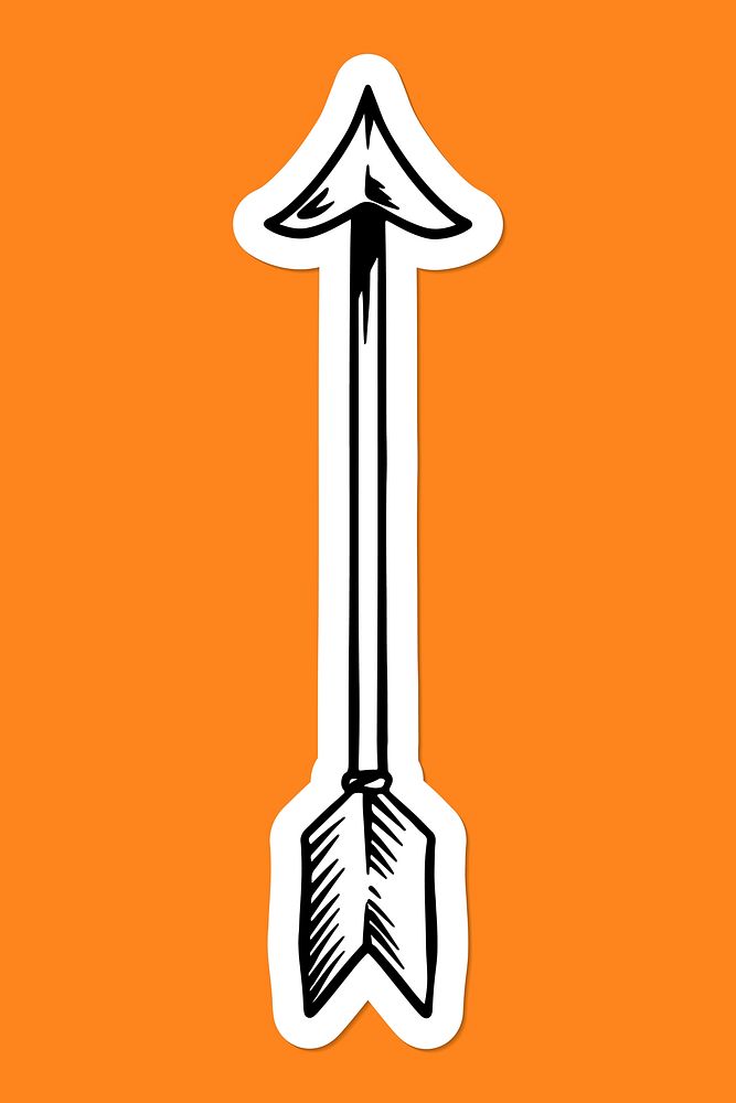 Pop art arrow sticker with a white border  on an orange background vector