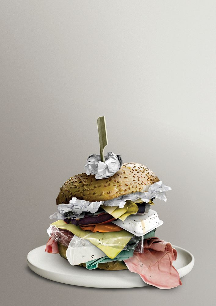 Trash filled hamburger design element
