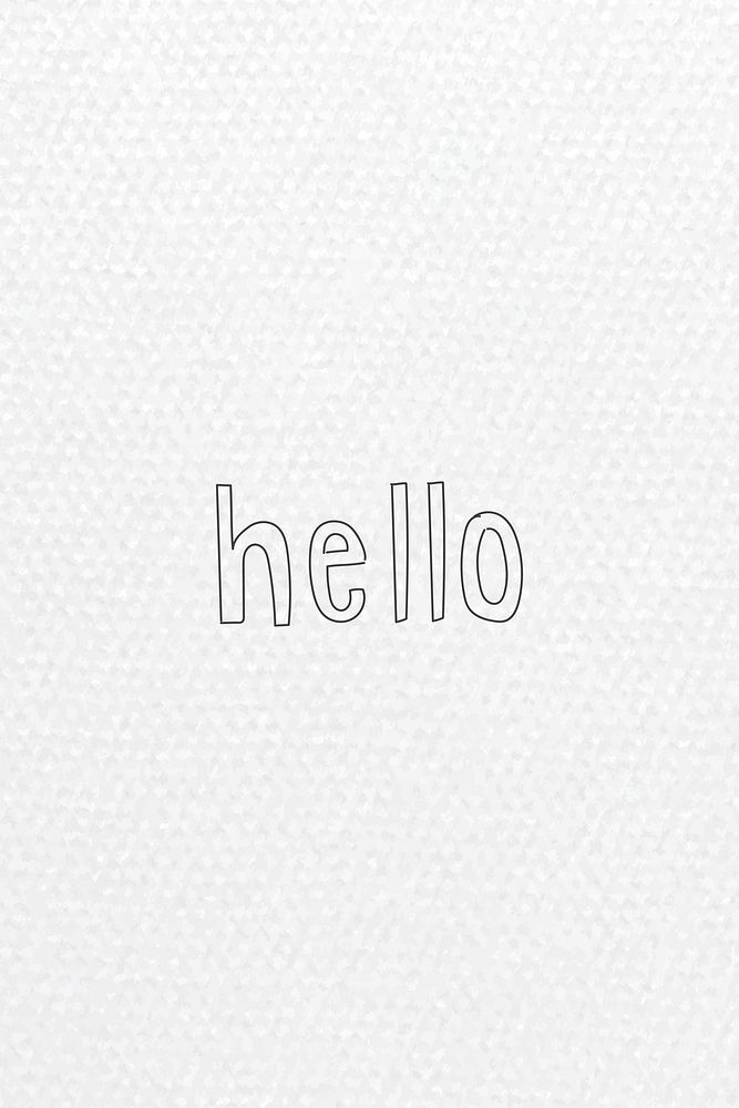 Hello word typography on a drawing paper textured background vector 