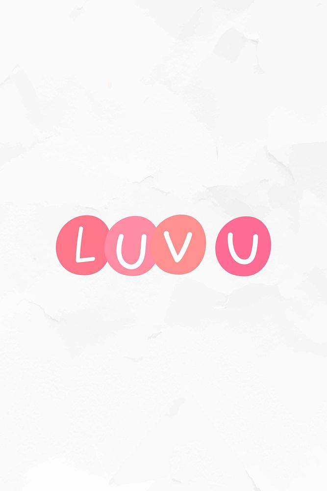 Pink luv u word on white background vector