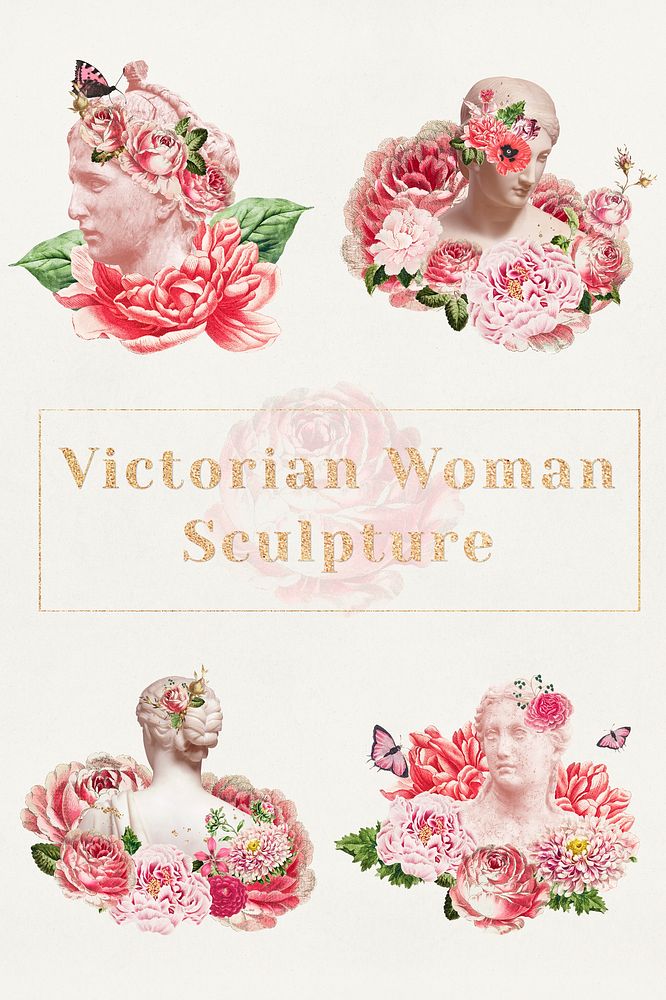 Victorian bust sculpture psd mixed media art