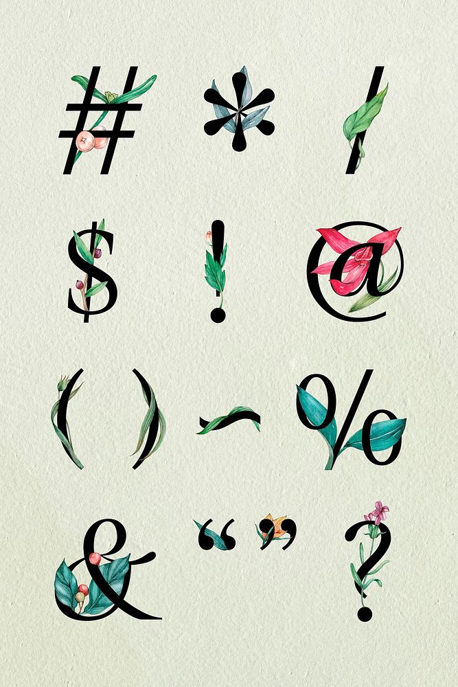 Symbol set botanical vintage typography