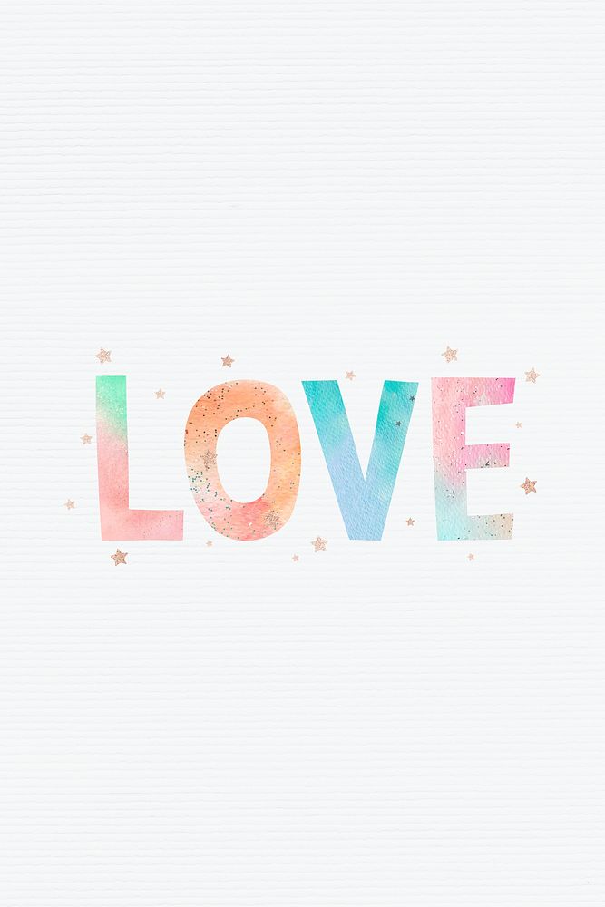 Typography colorful love word design