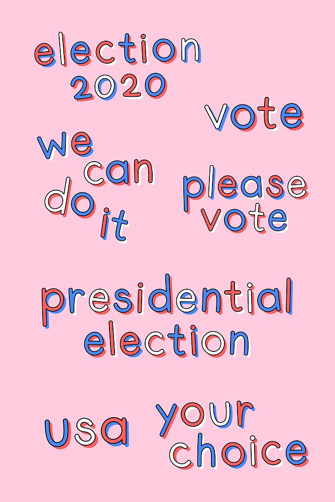 US election 2020 doodle psd word set