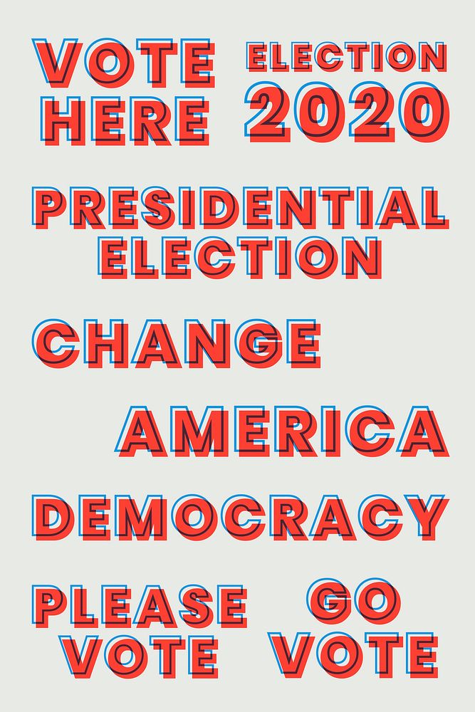 Election 2020 multiply red typography set