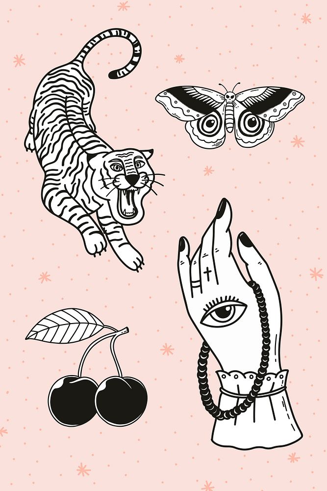 Minimal creative tattoo design vector set