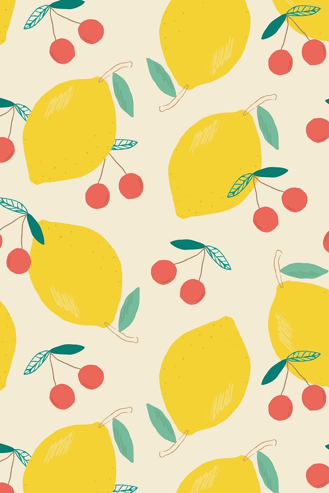 Psd lemon cherry pattern background