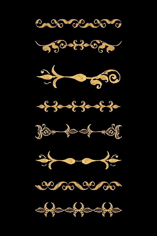Gold vintage divider vector set, remix from The Model Book of Calligraphy Joris Hoefnagel and Georg Bocskay
