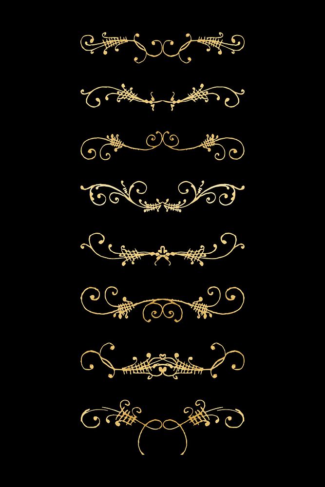 Vector gold vintage divider set, remix from The Model Book of Calligraphy Joris Hoefnagel and Georg Bocskay