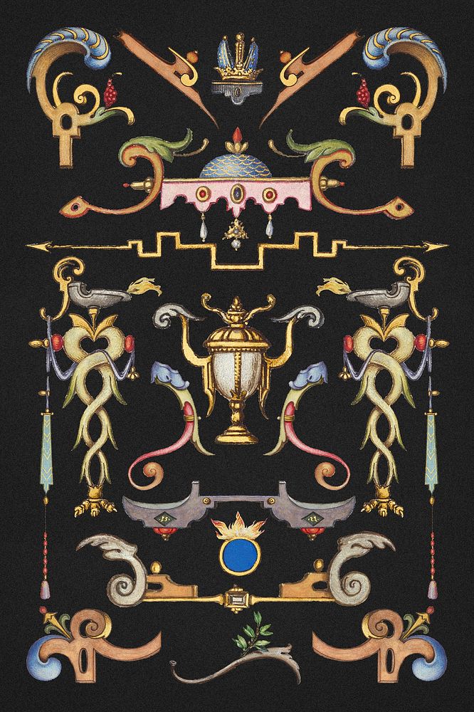 Psd victorian objects ornamental border, remix from The Model Book of Calligraphy Joris Hoefnagel and Georg Bocskay