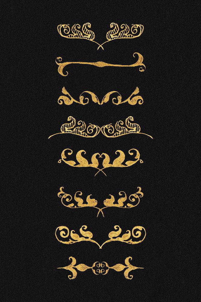 Vintage gold divider psd element set, remix from The Model Book of Calligraphy Joris Hoefnagel and Georg Bocskay