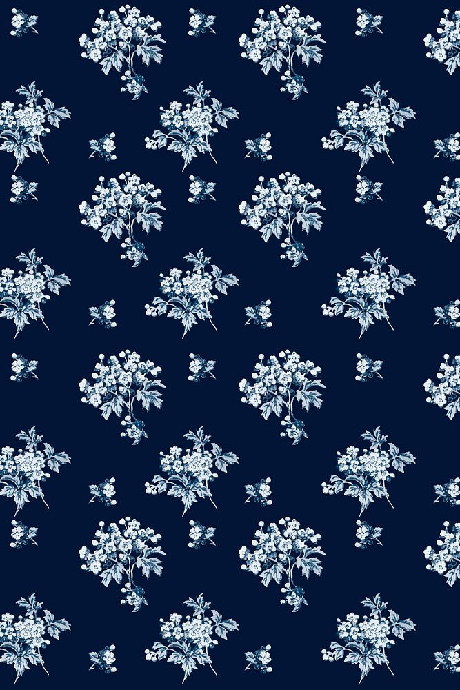 Vector blue botanical pattern vintage background