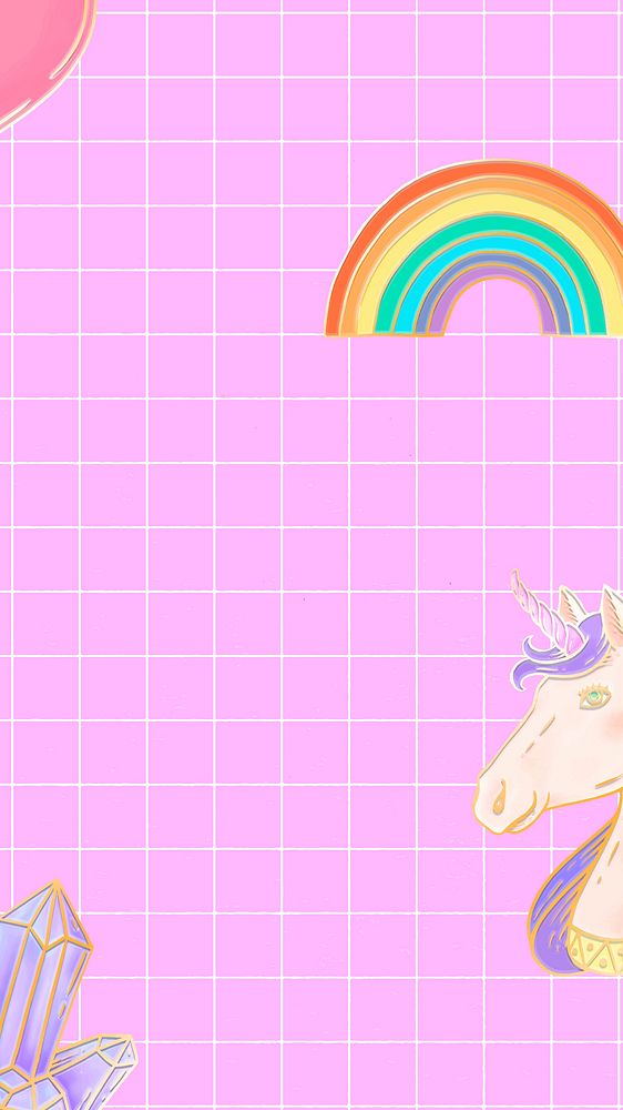Cute pony pink vector grid rainbow social banner