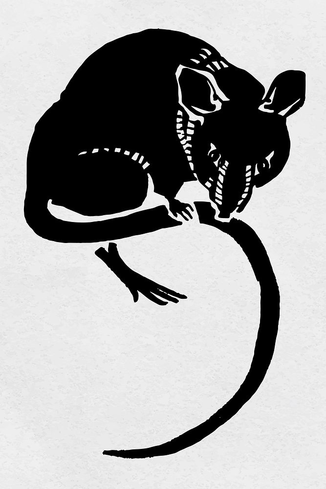 Rat black vector animal hand drawn clipart