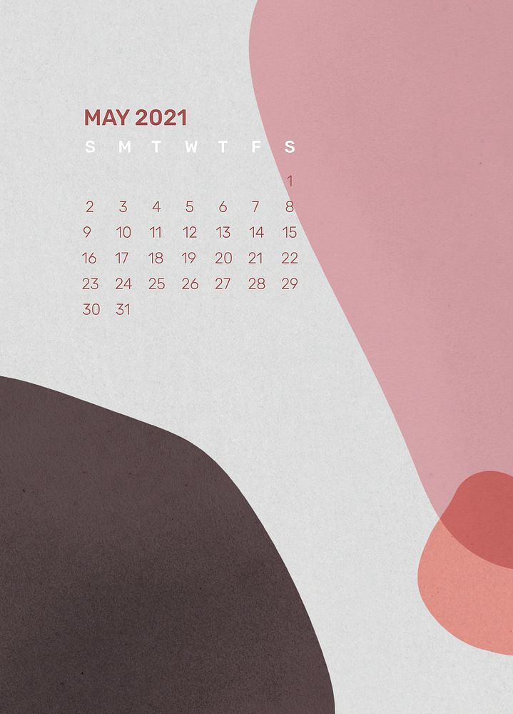 Calendar 2021 May printable template psd abstract background
