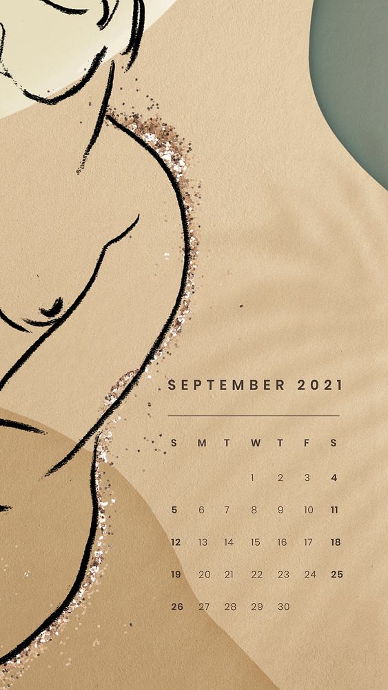 September 2021 mobile wallpaper vector template abstract feminine background