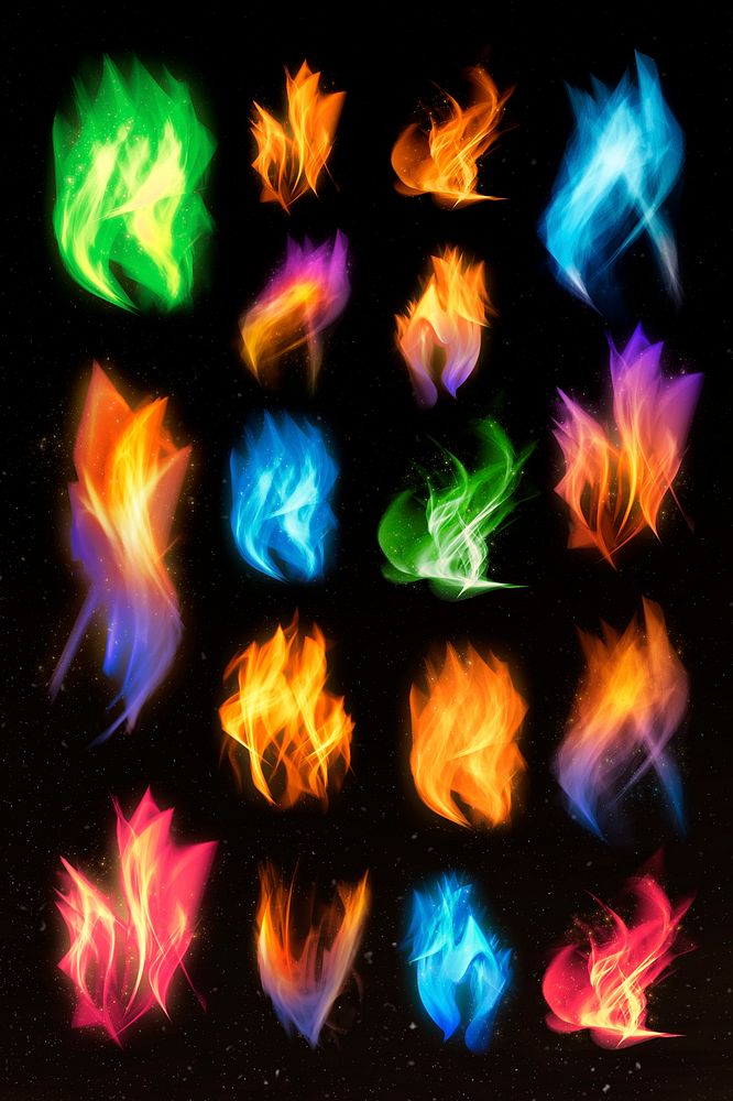Dramatic fire flame psd graphic element collection