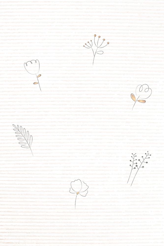 Doodle flower and plant on paper texture set
