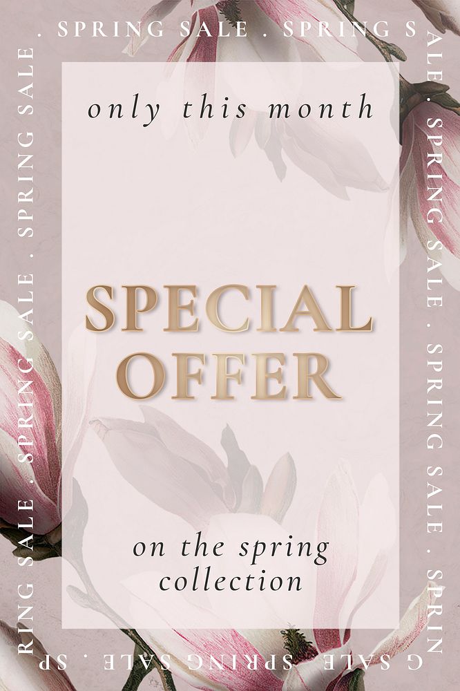 Special offer for springtime sale on floral background