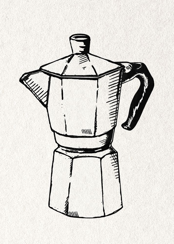 Kettle vintage sticker in black and white
