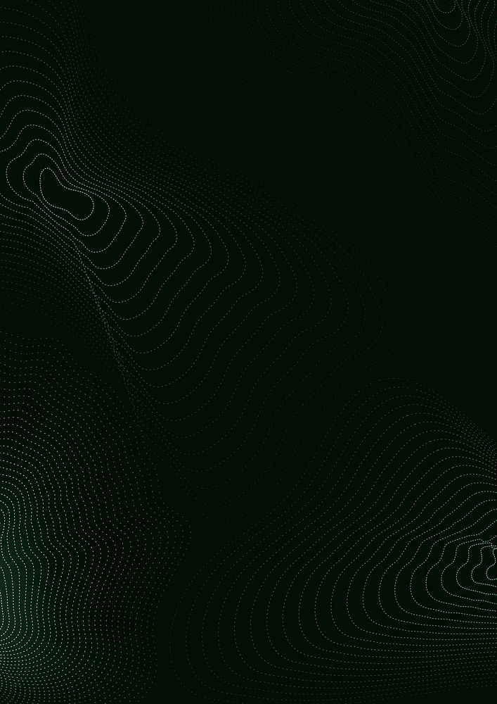 Black technology background with green futuristic waves
