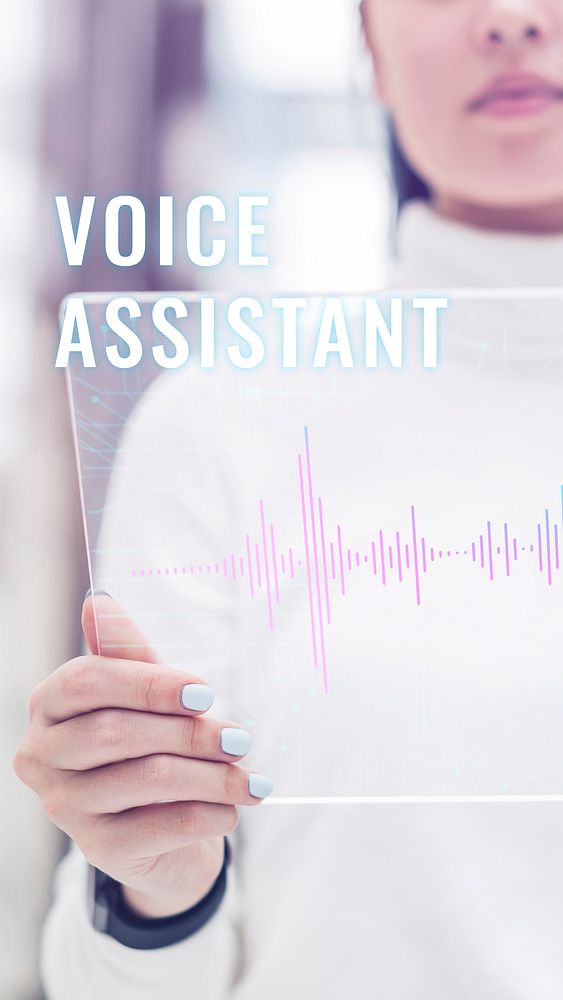 Virtual voice assistant template vector disruptive technology social media story