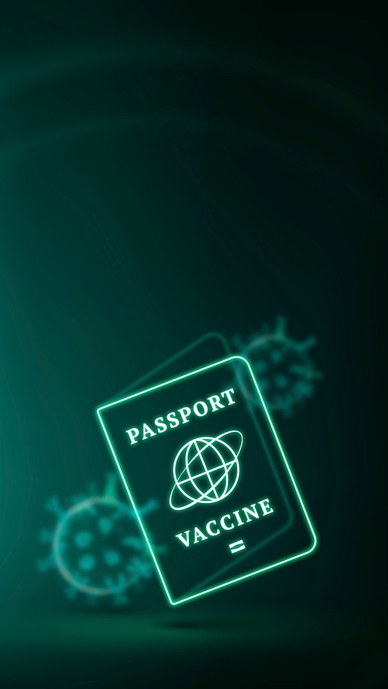 Covid-19 vaccine passport border smart technology background in green