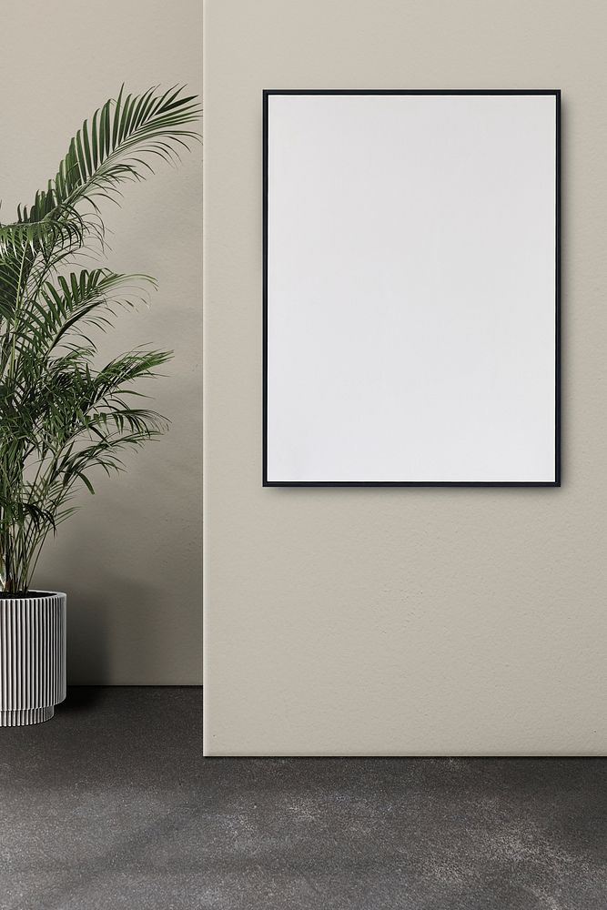 Picture frame mockup psd hanging in a loft room