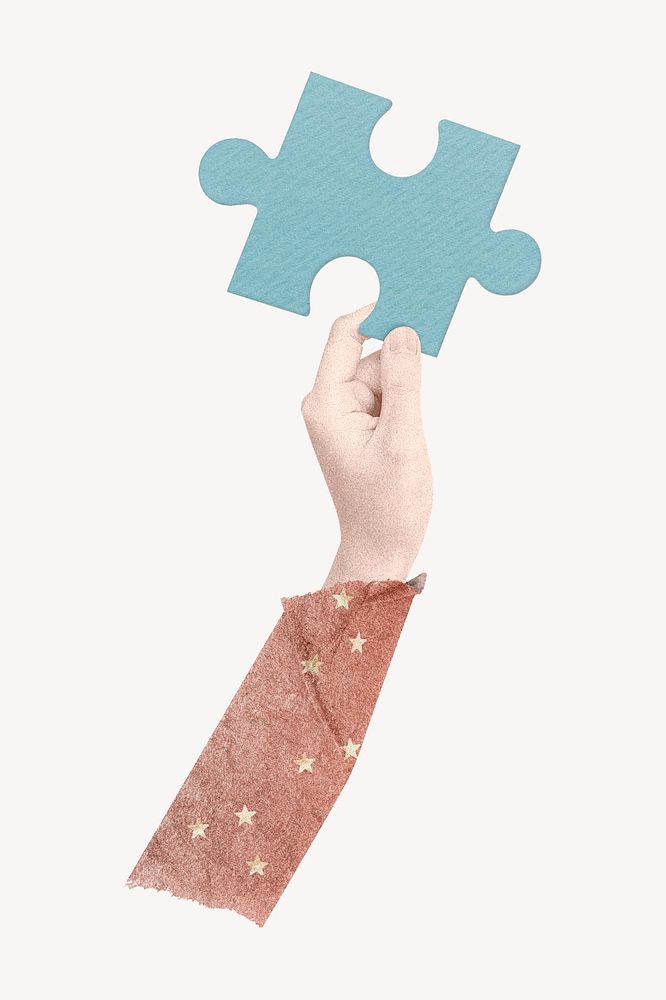 Hand holding jigsaw, business solution remix psd