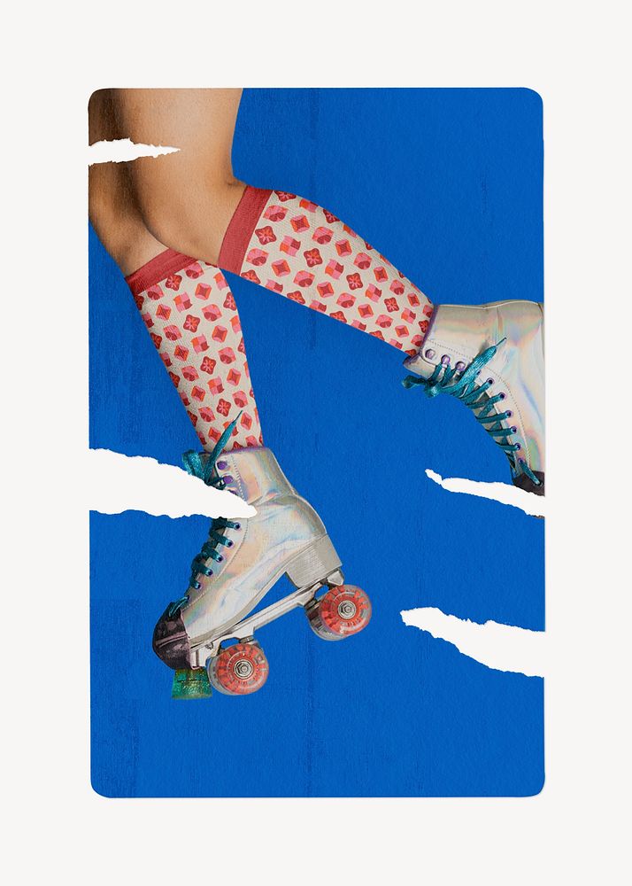 Roller skating ripped poster, sports, hobby aesthetic photo