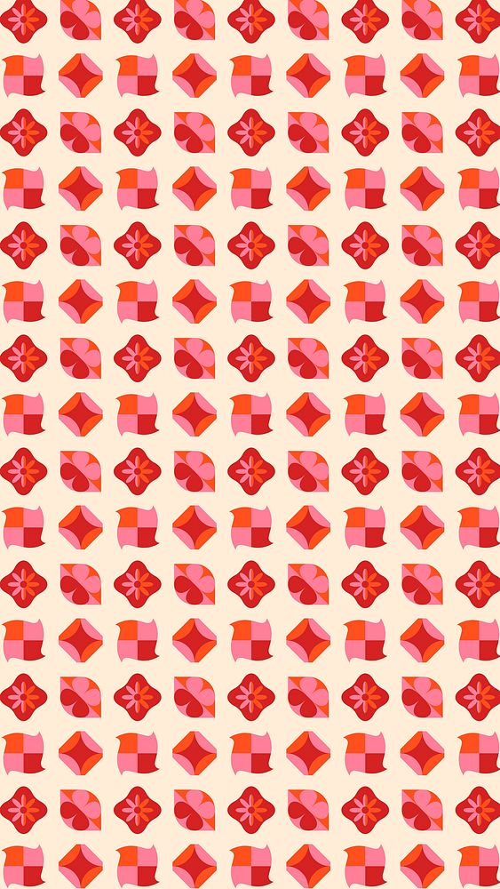 Pink geometric pattern iPhone wallpaper, retro, abstract HD background
