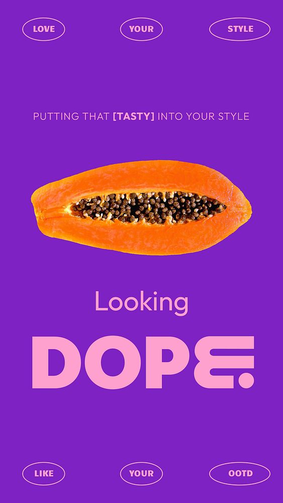Funky papaya Instagram story template, purple design vector