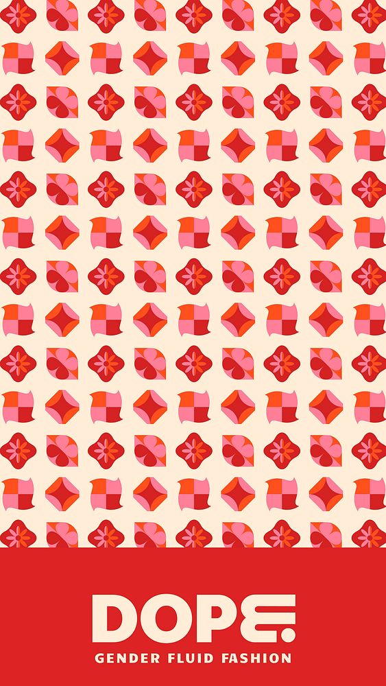 Geometric pattern Instagram story template, pink retro design vector