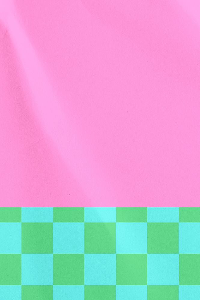 Pink retro background, checkered pattern border