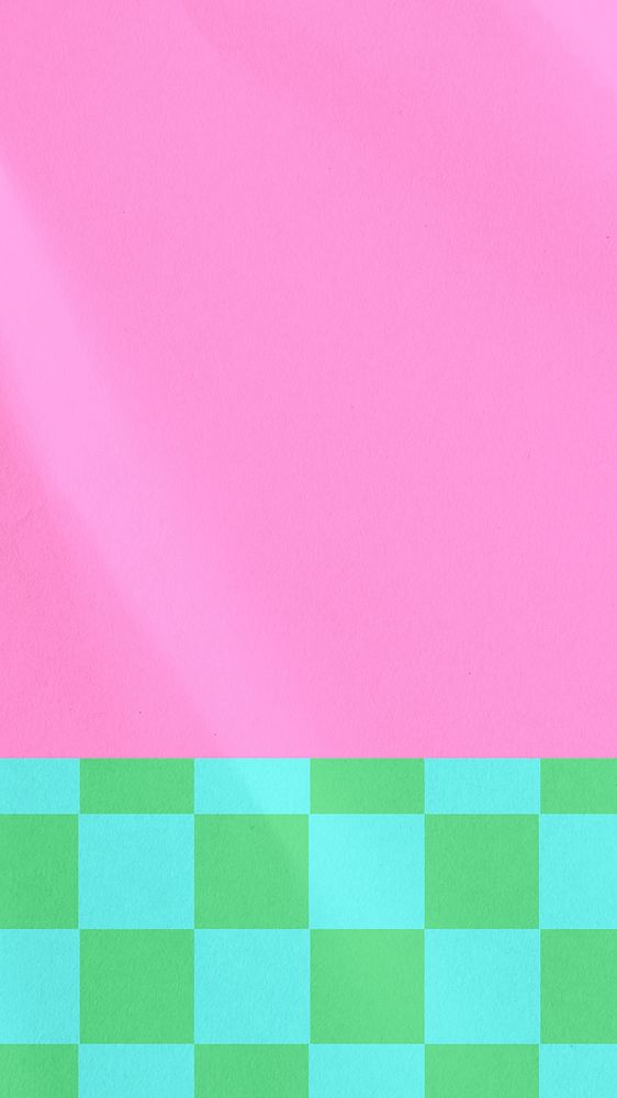Pink retro iPhone wallpaper, checkered pattern border background