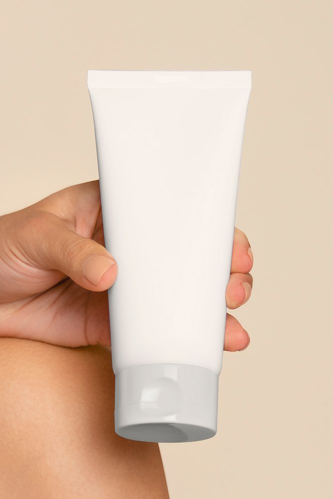 White skincare tube, blank product packaging design