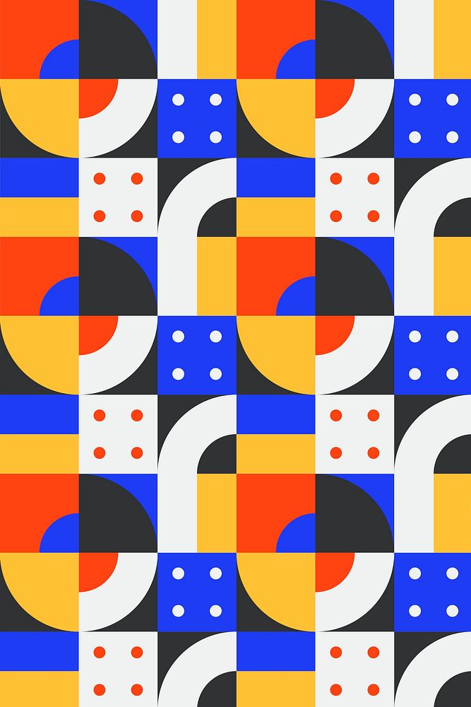Colorful bauhaus pattern background, retro design vector