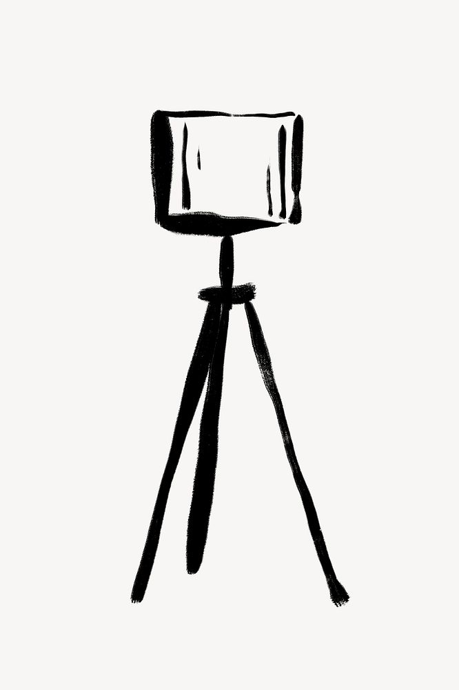 Camera tripod clipart, line art illustration psd