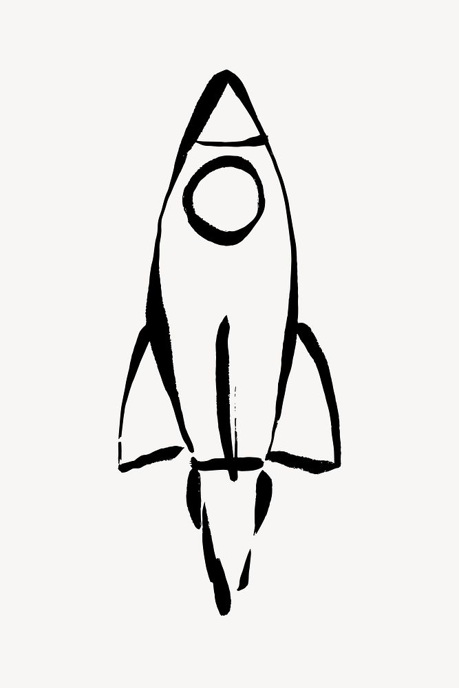 Rocket doodle clipart, drawing illustration vector