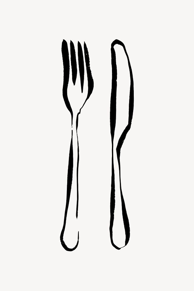 Cutlery doodle clipart, drawing illustration vector