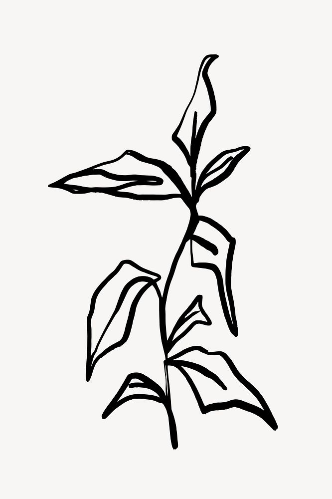 Leaf collage element, doodle design vector